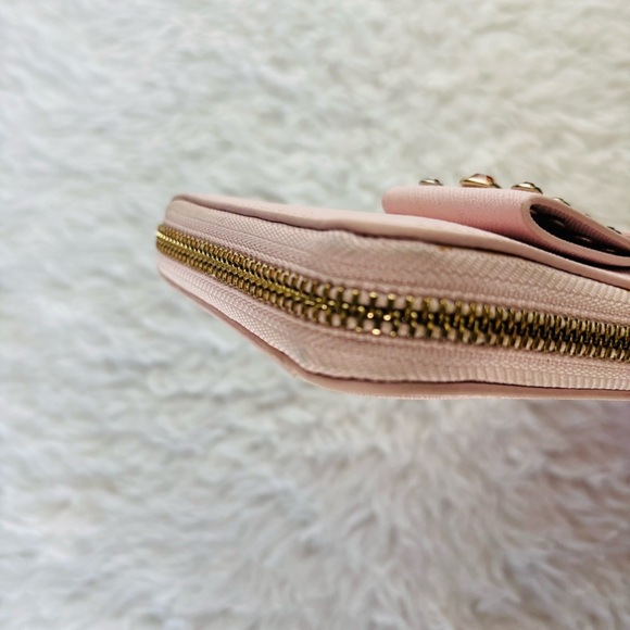 Kate Spade Pink Leather w/ Bow w/ Rhinestone zip around Long Wallet - Picture 7 of 16